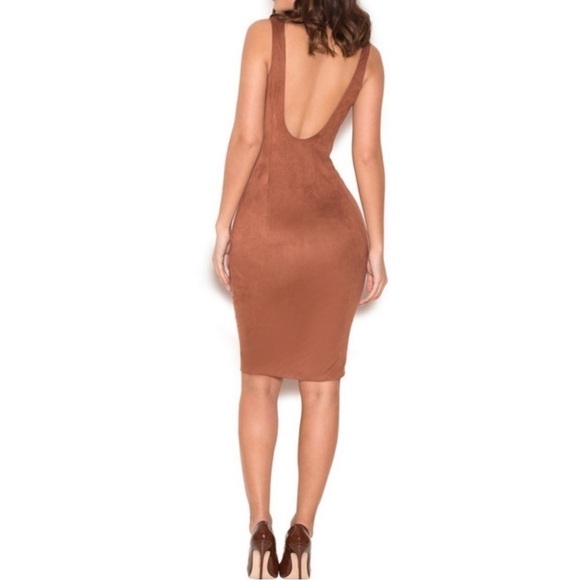 NWT HOUSE OF CB Alanis Cooper Vegan Suede Sleeveless Dress XS - Picture 3 of 12